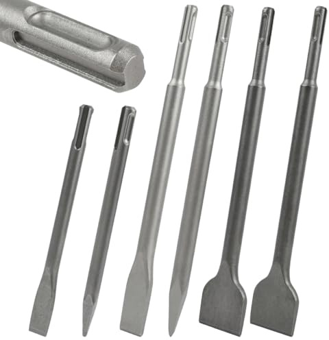 6 pcs Cinceles para Azulejos SDS Plus Cincel con Mango Redondo para Martillo Perforador, Cincel para Martillo Perforador para Concreto, Mampostería, Azulejos, Adhesivo para Azulejos y Piedra Natural