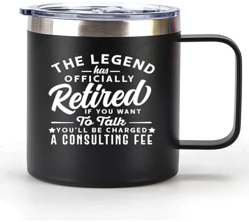 Xinvast Retirement Insulated Mug with Handle,Retired Stainless Steel Double Wall Vacuum Metal Coffee Tumbler Cup for Grandpa Grandma 14 oz
