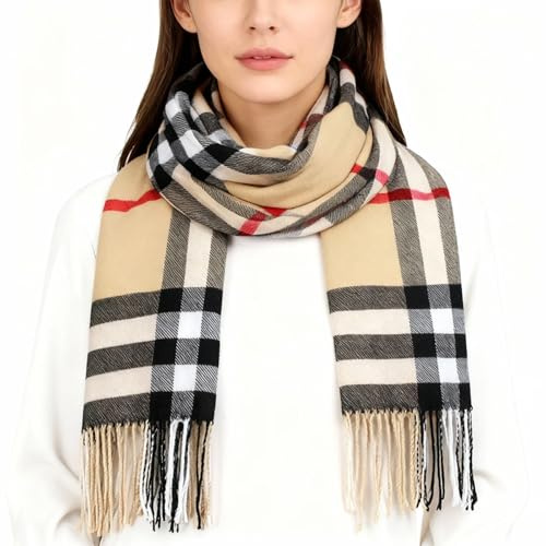 MBSIVSA Schal Kariert, Klassisch Weicher Karierter Schal Damen | Lange Winterschal Tartan für Herbst und Winter