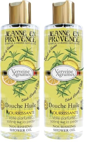 JEANNE EN PROVENCE - Douche Huile Verveine Agrumes - Nettoie, Nourrit & Parfume - Gel Douche Pour Peaux Sèches - 95% d'Ingrédients d'Origine Naturelle - Fabriqué en France à Grasse - 250 ml (Lot de 2)