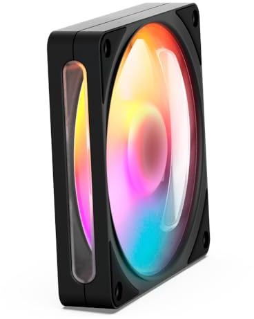 NZXT F120 RGB - Ventilador PC RGB PWM 120mm, 8 LEDs - Negro | Ventilador RGB PWM de 120mm con vibrante luz de 8 LED y rodamiento dinámico fluido. Refrigeración silenciosa y duradera.