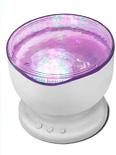 Redlution Ocean Wave Projector Lamp Romantic Color Changing Aurora Master LED Night Light Projector with Music Player for Bedroom Bathroom Children Room