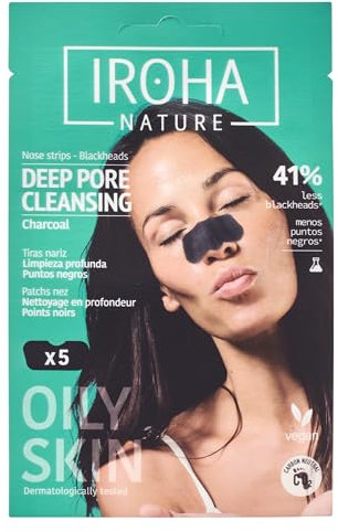 Iroha Nature -Tiras limpieza puntos negros Nariz, limpieza profunda con Carbón Activo