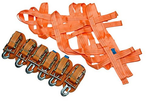 Ladungssicherungsnetz + 6 Spanngurte mit Karabinerhaken im Set, 1000 daN
