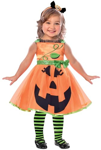 (PKT) (9903392) Child Girls Cute Pumpkin Costume Dress (3-4yr)