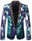 PYJTRL Herren-Blazer mit 2 Farben und glänzenden Pailletten (3XL, Blau + Violett)