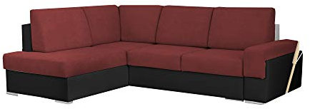 mb-moebel kleine Ecksofa Sofa Eckcouch Couch mit Schlaffunktion und Zwei Bettkasten Ottomane L-Form Wohnlandschaft Bruno II (Rot + Schwarz, Ecksofa Links)
