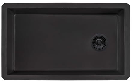 Ruvati 31 x 19 inch Undermount Granite Composite Single Bowl Kitchen Sink - Midnight Black - RVG2033