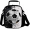 GOXUNYUAN Kids 3D Football Printed Lunch Bags Reusable Cooler Warm Tote Lunch Box with Drink Bottle Holder Children Portable Shoulder Strap Thermal Picnic Bags for Boys Girls Black