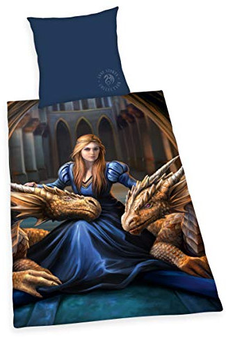 Herding Anne Stokes Bettwäsche-Set, Wendemotiv, Bettbezug 135 x 200cm, Kopfkissenbezug 80 x 80cm, Baumwolle/Renforcé