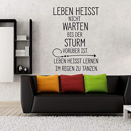 Sunnywall Wandtattoo Leben heisst Nicht warten Sturm im Regen tanzen | Wandaufkleber Farbe Rosa, Größe Größe 3