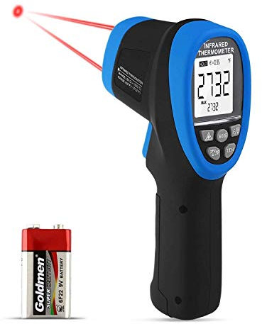 Infrarot Thermometer 1500 Grad BT-1500 Digital IR-Temperaturmessgerät -58℉ ~ 2732℉ (-50℃ ~ 1500℃) Hochtemperatur Infrarot Laser Thermometer für Kochen Industrie HVAC Ofen Schmiede(Batterie Enthalten)