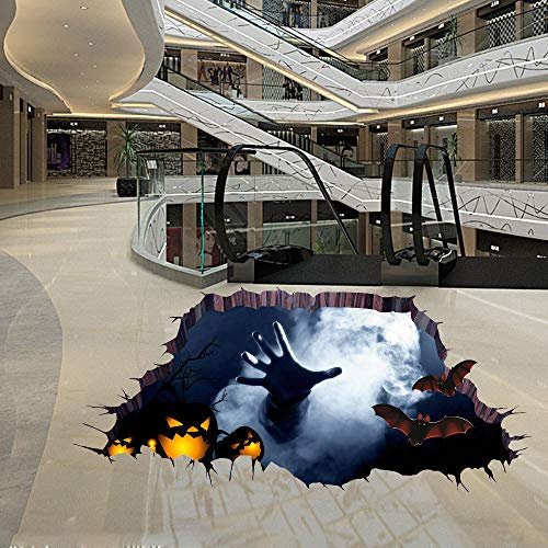 YULOONG Halloween Boden Aufkleber PVC 3D dekorativ beängstigend Kürbis Geist Hand Fledermäuse Spinne Wandtattoo Wandaufkleber Halloween Eve Dekor Party Supplies Home Decoration A