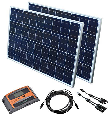 Solar Set 12 V Solaranlage Solarkit PV Inselanlage Wohnmobil Solarmodul Laderegler, Wattzahl:200 W