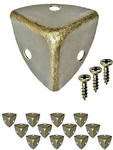 FUXXER 10x Antike Möbel-Ecken, Schutz-Ecken, abgerundet, Vintage Messing Antik Optik, 38x38 mm
