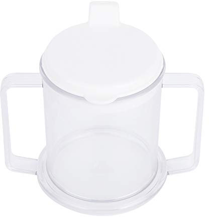 Double Handle Mug with Lid, Lightweight Water Drinking Cup Spill-Proof Sippy Cup Easy-to-Grasp Handles Sippy Cup for Children Elderly