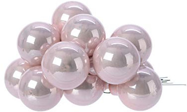 Christmas-Decorations Weihnachtskugeln am Draht Glas 2cm x 12 Stück Spiegelbeeren Mini rosa Hellrosa zartrosa glänzend