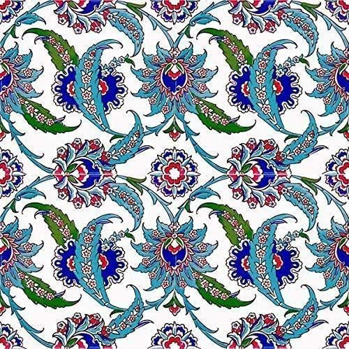 Piastrelle cucina e bagno decorate in ceramica Cerames Kelebek 20x20 cm | Rivestimenti Iznik colorati, 1 confezione - 0,48m2 (12 pezzi), mattonelle decorative ideale per cucina o bagno, rustico