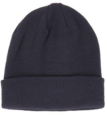 SHIPITNOW Marineblaue Herren oder Damen Wintermütze Einfarbig - Basic Strickmütze ohne Bommel - 100% Acryl Beanie- Einfaches und klassisches Mützen ohne Marke - Einheitsgröße