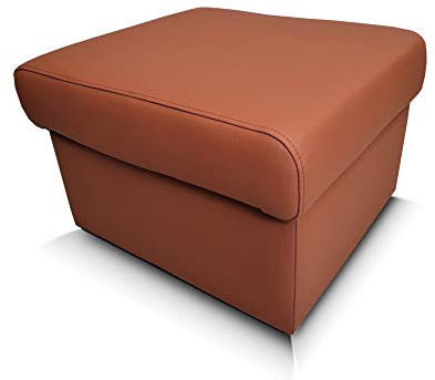 Quattro Meble Braunes Echtleder Hocker aufklappbar mit Stauraum Leder Hermes Cognac Sitzhocker Rindsleder Sitzwürfel Polsterhocker Fußhocker Echt Leder (90 x 55 cm)