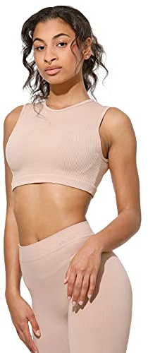 Yenita Crop Tank Top Ribbed Collection, Ärmelloses Damen Sporttop