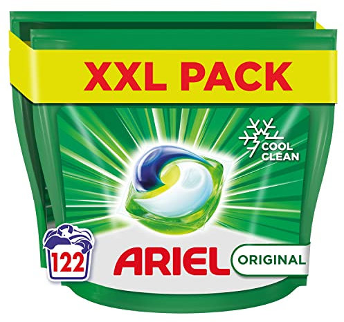 Ariel All-in-1 PODS Original Laundry Detergent Washing Liquid Tablets/Capsules, 122 Washes (61x2), Stain Remover For Clothes, Brilliant Stain Removal and Freshness Even in A Cold Wash