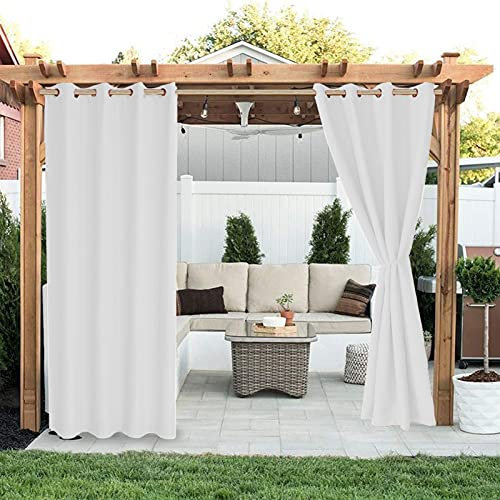 Liveinu Cortinas con Ollaos para Exterior Telas Termicas Aislantes Impermeable/Separadores Ambientes Salon Dormitorio Moderno Cocina Comedor 2 Pieza | 264x183cm(An x Al) Blanco