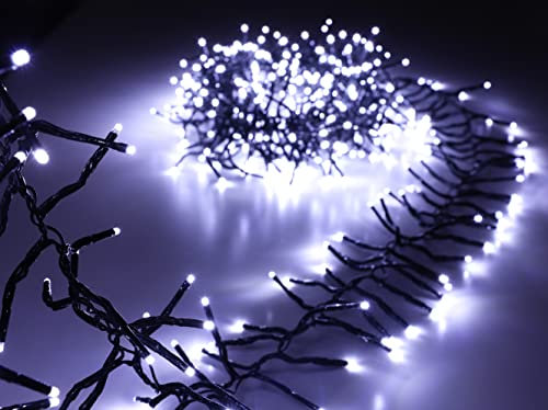 Christmas Concepts® 500 6M/20FT White LED Cluster Lights With 8 Function Controller - Indoor/Outdoor - Energy Efficient A++ - Christmas Lights