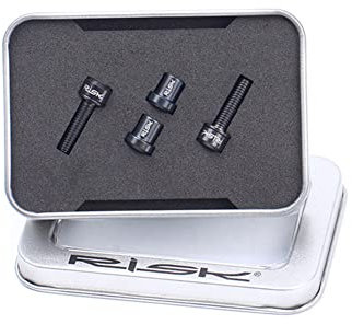 ihreesy Titanschrauben für Fahrrad, 2 Stück M5 x 18mm Fahrrad Vorbau Schrauben Hinterrad Kontermutter Fahrradschaftschraube Kegelkopfschraube mit Unterlegscheibe,Schwarz