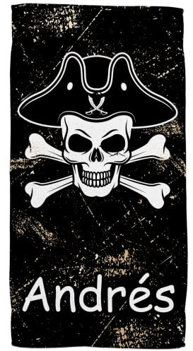 ZPUBLI+ Toallas de Playa o Ducha Personalizadas con tu Nombre. Toallas para Camping, para Piscina, Toalla para baño, Toalla de Ducha. (Toalla Calavera)