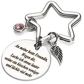 Hightopup Schlüsselanhänger beste Freundin Geschenke Edelstahl mit Gravur BFF Geschenk beste Freundin Geburtstag Freundin Geschenkideen für beste Freunde persönliche Freundschaftsgeschenke Abschiedsge