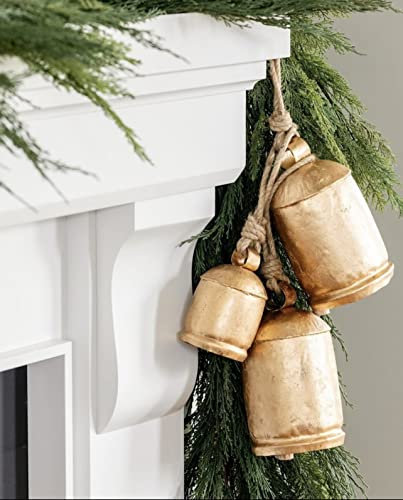 Set mit 3 riesigen Harmonie-Kuhglocken, Vintage-Stil, handgefertigt, rustikal, Weihnachtsglocken, zum Aufhängen am Seil