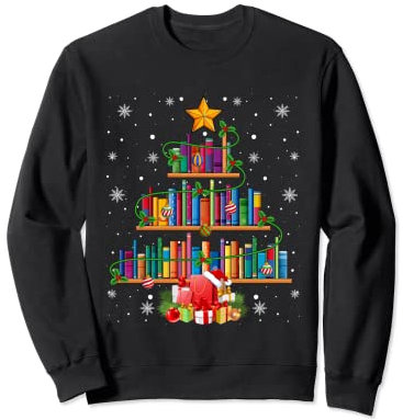 Funny Merry Xmas Cute Christmas Book Tree Christmas Library Sweatshirt