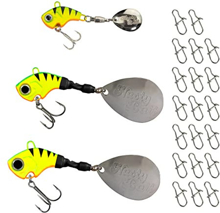 Jig Spinner Set 9g,16g,22g/ Raubfischköder/Spin Jig/ 23-teiliges Set/UV aktive Modelle/ 4,5 cm, 7,5cm, 8cm/ 20 Verbinder/für Barsch, Hecht, Rapfen, Zander und Wels (Firetiger)