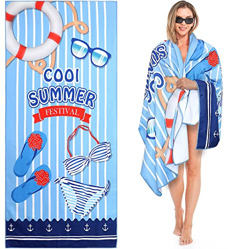 Lakpopya Strandtuch Groß, Mikrofaser Handtuch Badetuch Strandhandtuch 180x75, Sandabweisend Schnelltrocknend Microfaser Badetuch Groß, für Strand/Poolside/Strandstühle (Badeanzug)