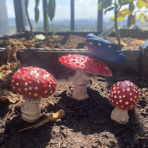 HpLive 3 Harz leuchtende Pilz Skulptur, Leuchten Im Dunkeln Gartenpilze Garten Hof Ornament Outdoor Rasen Dekor Gartenfiguren, Deko für Zimmer Terrasse