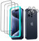 ESR für iPhone 15 Pro für Panzerglas, 3 Displayschutzfolien aus gehärtetem Glas und 2 Set einzelner Kamera Schutzfolien, 2,5D gebogene Kanten, vollständiger Militärnorm Schutz, kratzfest