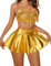 Avidlove Damen Dessous Set Latex Sexy Unterwäsche Leder Babydoll Reizwäsche Clubwear Outfit Frauen Fransen BH Mit Minirock Set Gold S