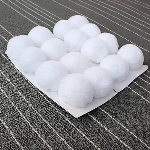 SYSUII 20 Stück 6CM Kunstfell Pompon Kunstfell Bommel,Kunstfell Bommel Pompon Pom Ball DIY Fell Pom Poms Künstlicher Haarball für Mützen Beanies Tasche Schlüsselanhänger Anhänger Dekoration -Weiße