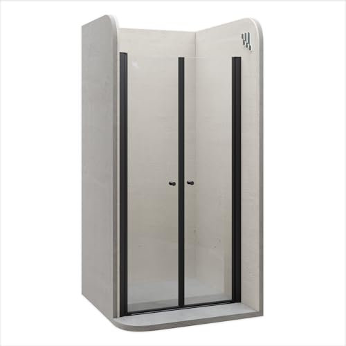 i-flair Duschtür Lima in Schwarz 100x195 cm Verstellbereich von 100-104 cm, Höhe:195 cm, Duschabtrennung aus 6 mm durchsichtigem Nano-ESG Sicherheitsglas und Hebe-Senkmechanismus - DTC Black