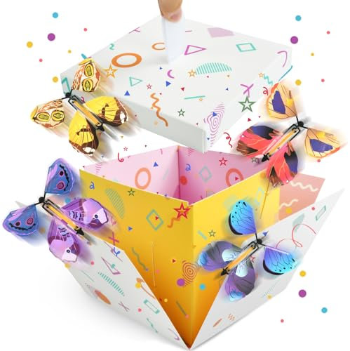 Geschenkbox Geburtstag,Geschenkkarto Geburtstag,Geschenkbox DIY Schmetterlings, Geschenkbox DIY,Schmetterlinge Gift Box,12.5 * 12.5 * 12.5cm/4.9x4.9x4.9 inch