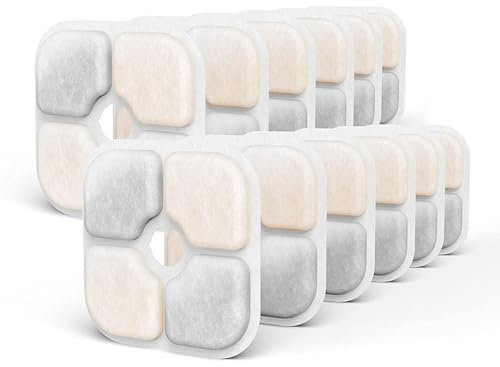 12 Pcs Cat Water Fountain Filters for Catit PIXI Drinking Fountain, Activated Carbon Filters for Pet Fountain Replacement Filter, Replacement Triple Action Water Filter Activated Carbon Filter