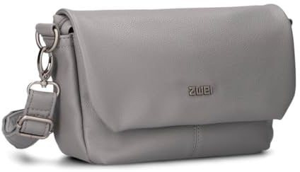 Zwei Damen Handtasche Mademoiselle.M M40 kleine Umhängetasche 1 Liter breite Crossbody-Bag mit Magnetklappe & Reißverschluss klassisch-elegant (foggy)