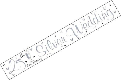 25th Wedding Anniversary Silver Wedding Holographic Recyclable Birthday Party Banner Garland Decoration