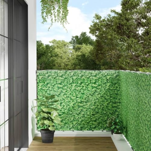 Homgoday Paravent für den Garten mit grünem Pflanzeneffekt, 500 x 120 cm, PVC, Möbel Sichtschutz für den Außenbereich, Balkon und Garten, Trennwand für den Außenbereich