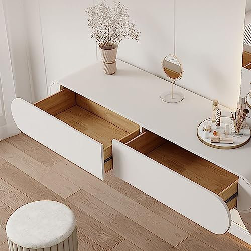 Generisch Schminktisch Weiß - Wandmontage mit 2 Schubladen - Perfekt für Frauen und Mädchen - Inklusive Verpackungszubehör