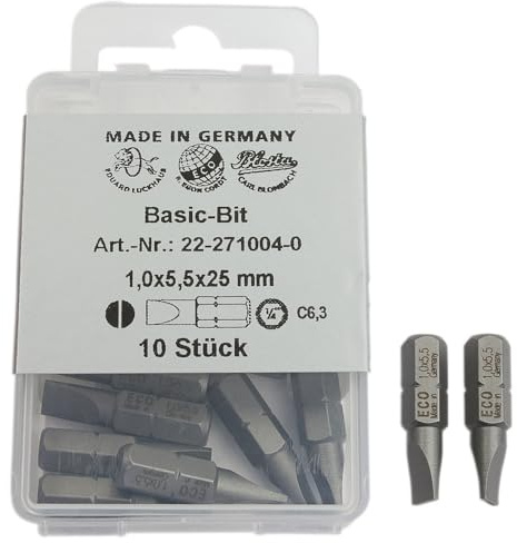 10 Stück Dönges BIT für Schlitzschrauben, Größe 1,0 x 5,5 mm (Pozidriv)