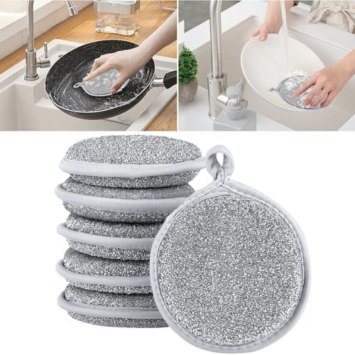 Stracci in Spugna per Lavare i Piatti In Rete, Stracci in Filo Metallico per Lavare i Piatti, Riutilizzabili Panno per Lavare In Filo Metallico, 6 Pezzi