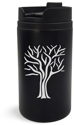 Taza de viaje con forma de árbol, arte grabado, termo, taza, taza aislada
