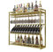 amhricho Wall Mounted Wine Rack, Modern Large Capacity Full Metal Wine Rack with Bottle and Cup Holders, 3-Tier Multi-functional Shelf for Home Restaurant Bar Storage Rack(Gold,80cm/31.5in)